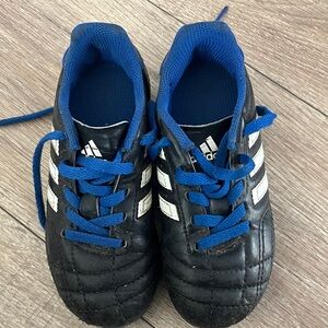 Adidas Kids Black Sneakers with Blue Laces